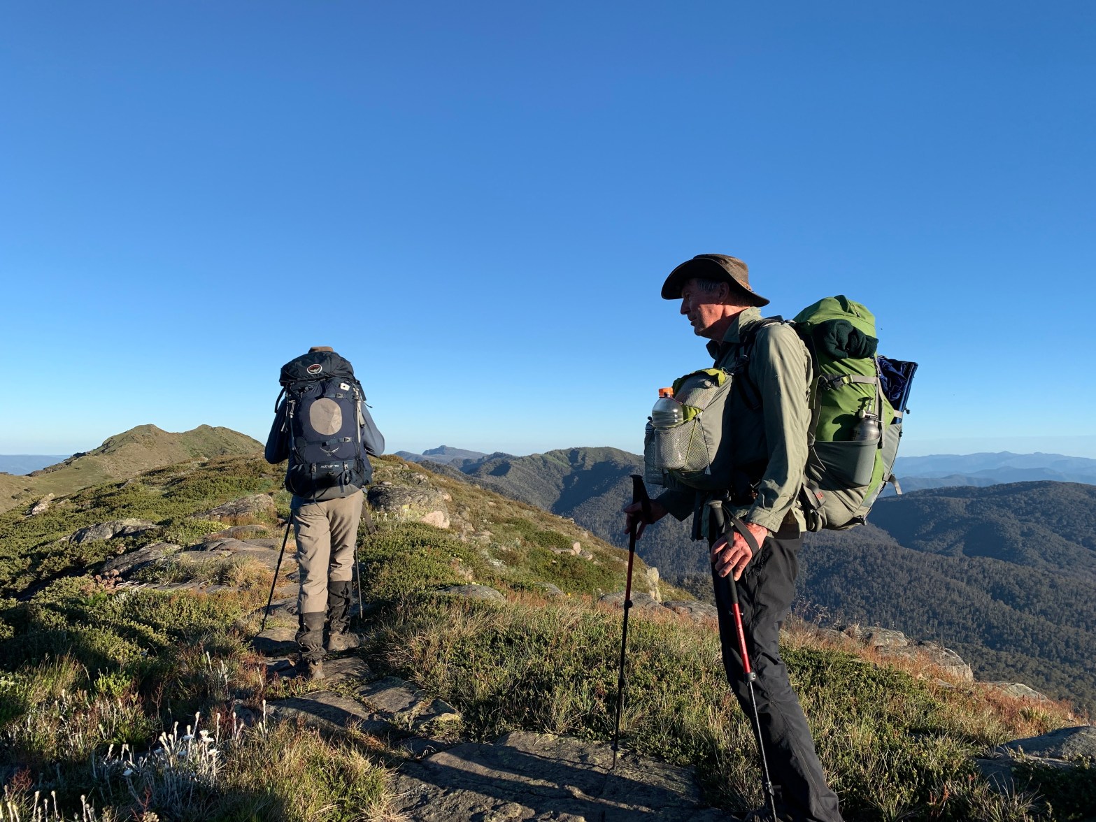 HIkers en route crosscut saw to Mt Speculation